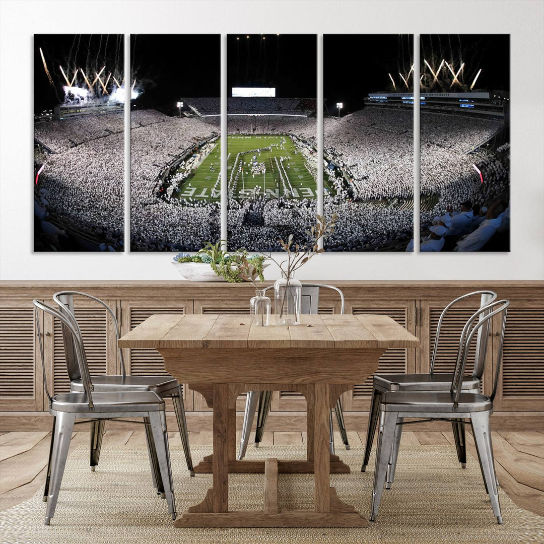 Penn State Nittany Lions Football Team Print - University Park Beaver Stadium Wall Art Canvas Print