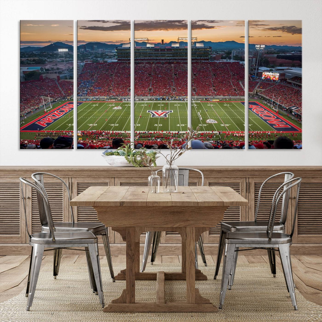 Arizona Wildcats Football Team Print - Tucson Arizona Stadium Wall Art Canvas Print