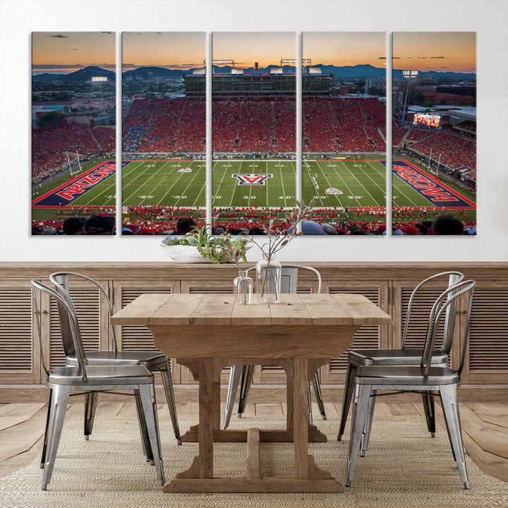 Arizona Wildcats Football Team Print - Tucson Arizona Stadium Wall Art Canvas Print