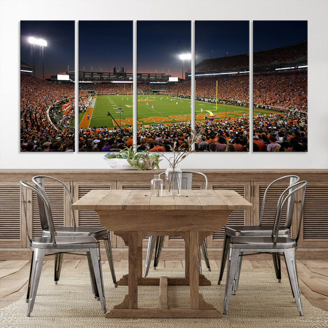 Clemson University Tigers Football Team Print - Clemson Memorial Stadium Wall Art Canvas Print