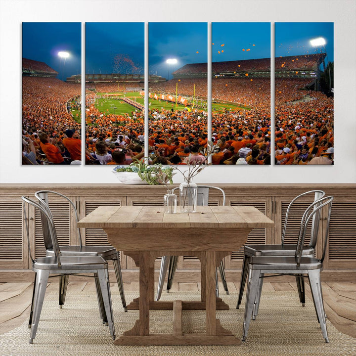 Clemson University Tigers Football Team Print - Clemson Memorial Stadium Wall Art Canvas Print