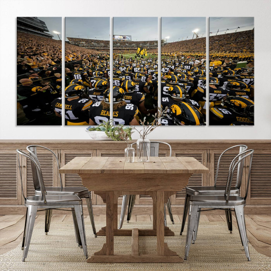 Iowa University Hawkeyes Football Team Print - Iowa City Kinnick Stadium Wall Art Canvas Print