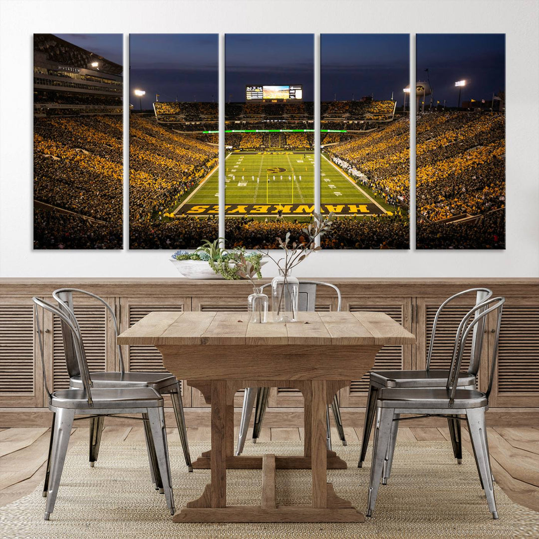 Iowa University Hawkeyes Football Team Print - Iowa City Kinnick Stadium Wall Art Canvas Print