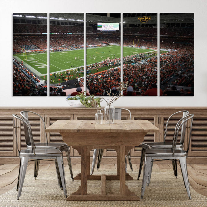 Miami Hurricanes Football Team Print - Miami Hard Rock Stadium Wall Art Canvas Print