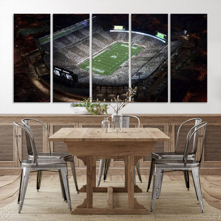 Michigan State Spartans Football Team Print - East Lansing Spartan Stadium Wall Art Canvas Print