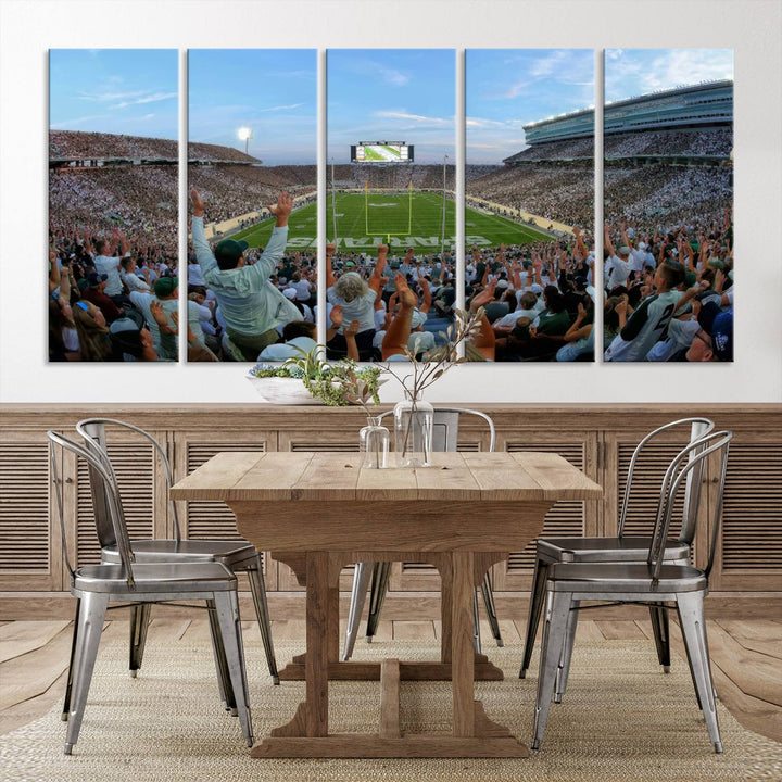 Michigan State Spartans Football Team Print - East Lansing Spartan Stadium Wall Art Canvas Print