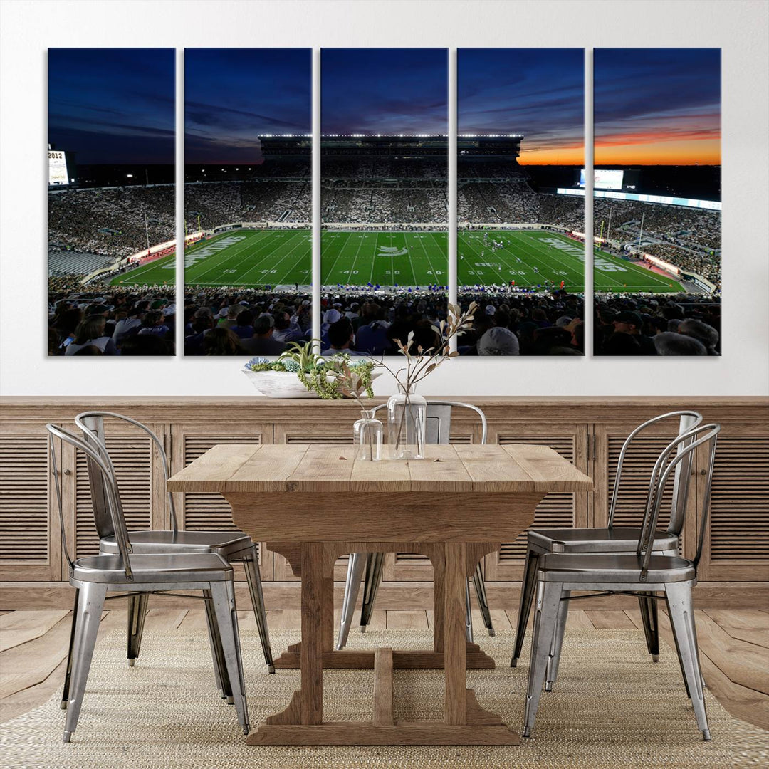 Michigan State Spartans Football Team Print - East Lansing Spartan Stadium Wall Art Canvas Print