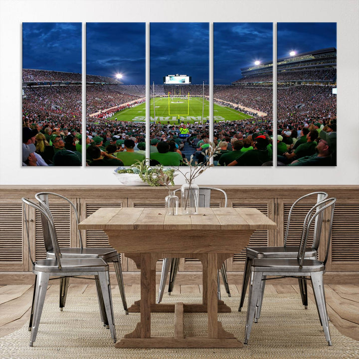 Michigan State Spartans Football Team Print - East Lansing Spartan Stadium Wall Art Canvas Print