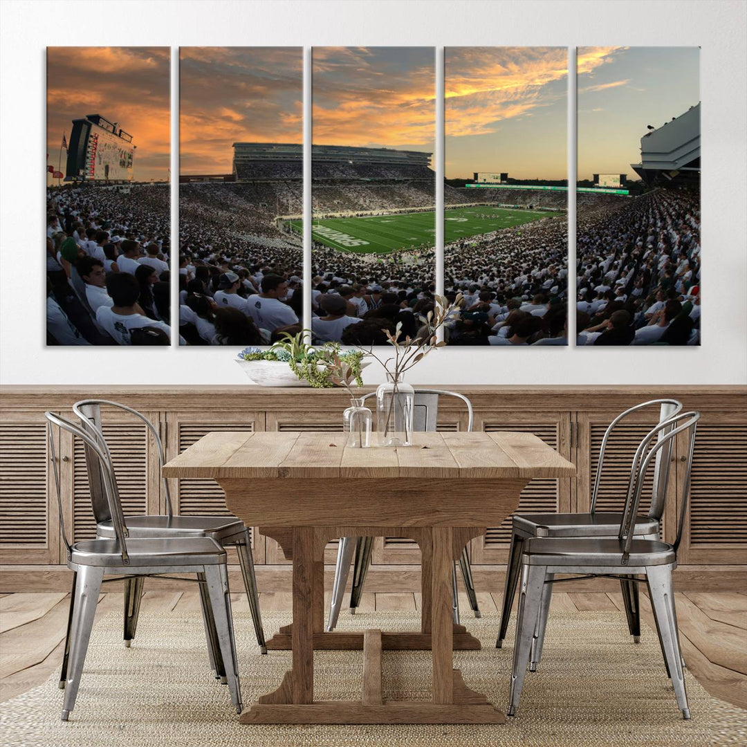 Michigan State Spartans Football Team Print - East Lansing Spartan Stadium Wall Art Canvas Print