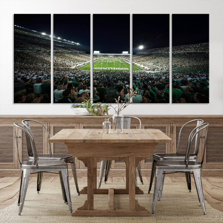 Michigan State Spartans Football Team Print - East Lansing Spartan Stadium Wall Art Canvas Print