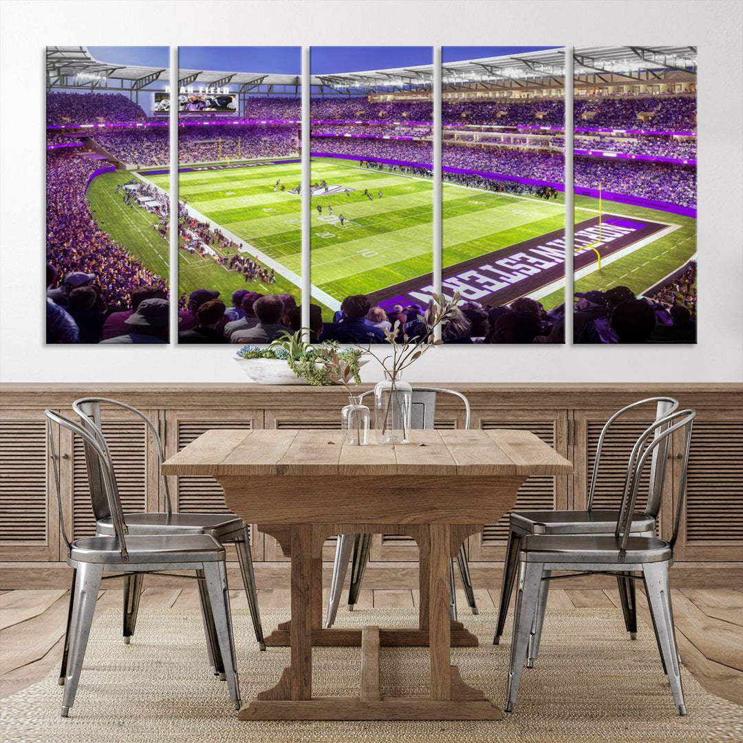 Northwestern University Wildcats Football Team Print - Evanston Ryan Field Wall Art Canvas Print