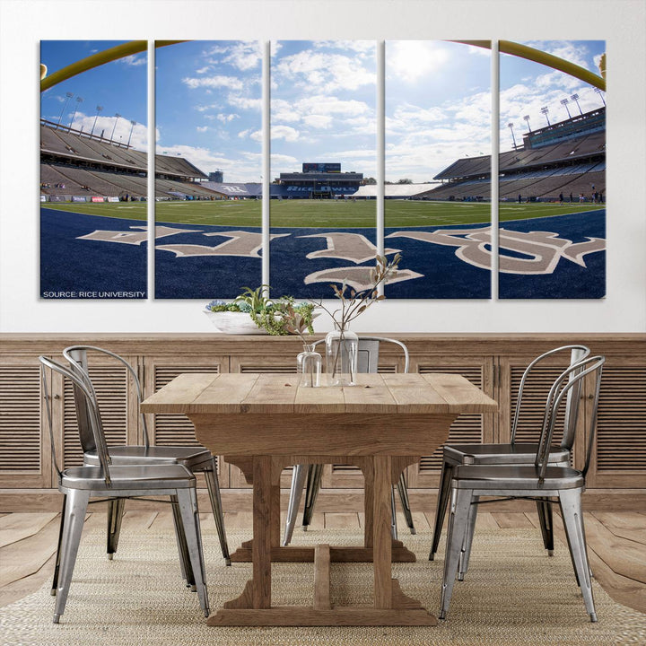 Rice University Owls Football Team Print - Houston Rice Stadium Wall Art Canvas Print