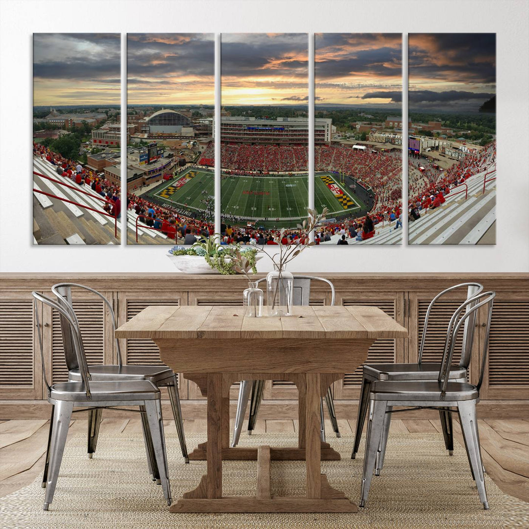 University of Maryland Terrapins Football Team Print - College Park SECU Stadium Wall Art Canvas Print