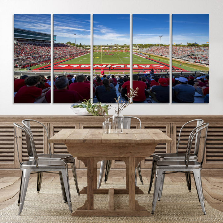 Ball State Cardinals Football Team Print - Muncie Scheumann Stadium Wall Art Canvas Print