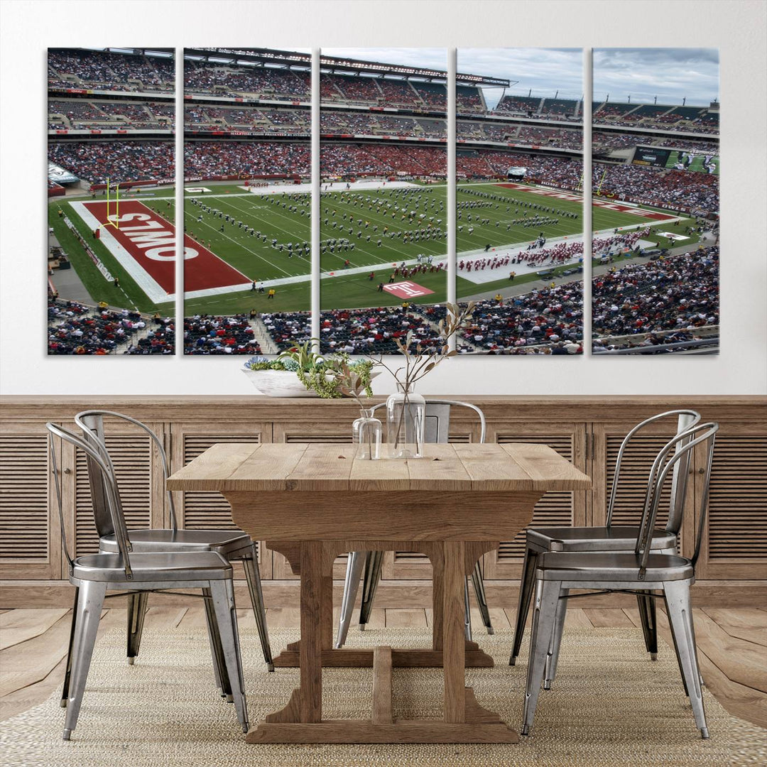 Aerial view wall art of Lincoln Financial Field during a Temple Owls game.