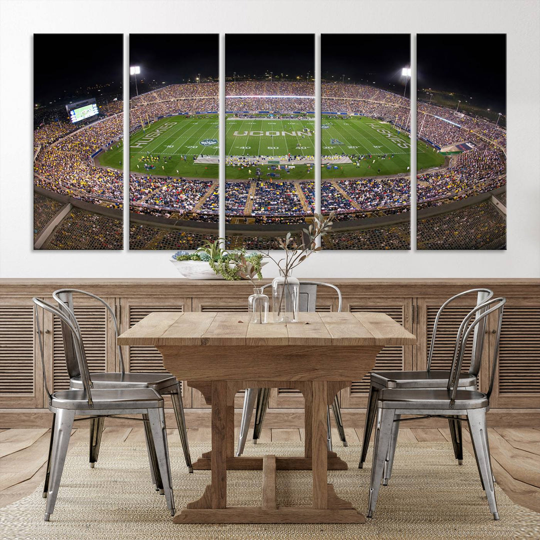 The University of Connecticut UCONN Huskies Football Team Print - East Hartford Pratt & Whitney Stadium Wall Art Canvas Print