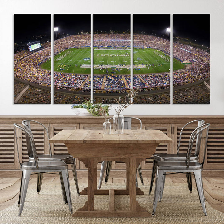 The University of Connecticut UCONN Huskies Football Team Print - East Hartford Pratt & Whitney Stadium Wall Art Canvas Print