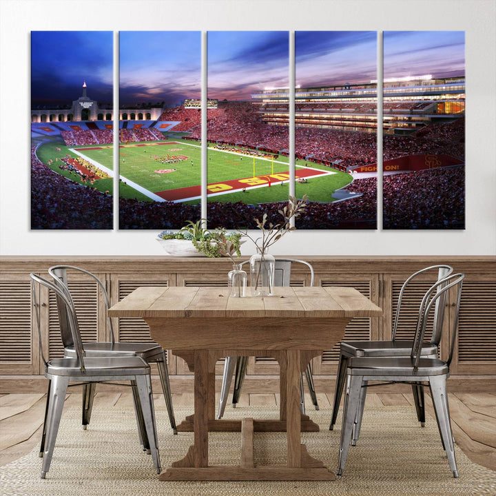 The University of Southern California USC Trojans Football Team Print - Los Angeles Memorial Coliseum Stadium Wall Art Canvas Print