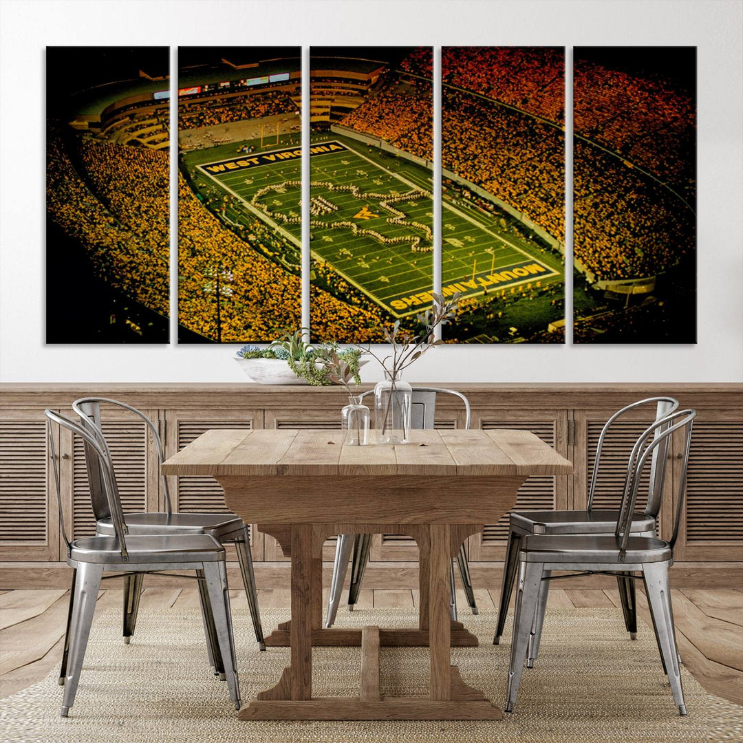 West Virginia University Mountaineers Football Team Print - Milan Puskar Stadium Canvas Print Wall Art, Morgantown City Print