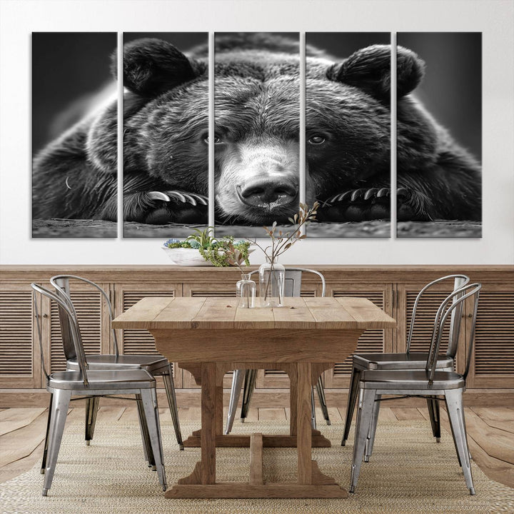 Resting Grizzly Bear Canvas Print | Ready to Hang Wall Art | Rustic Cabin & Farmhouse Decor | Wildlife Art