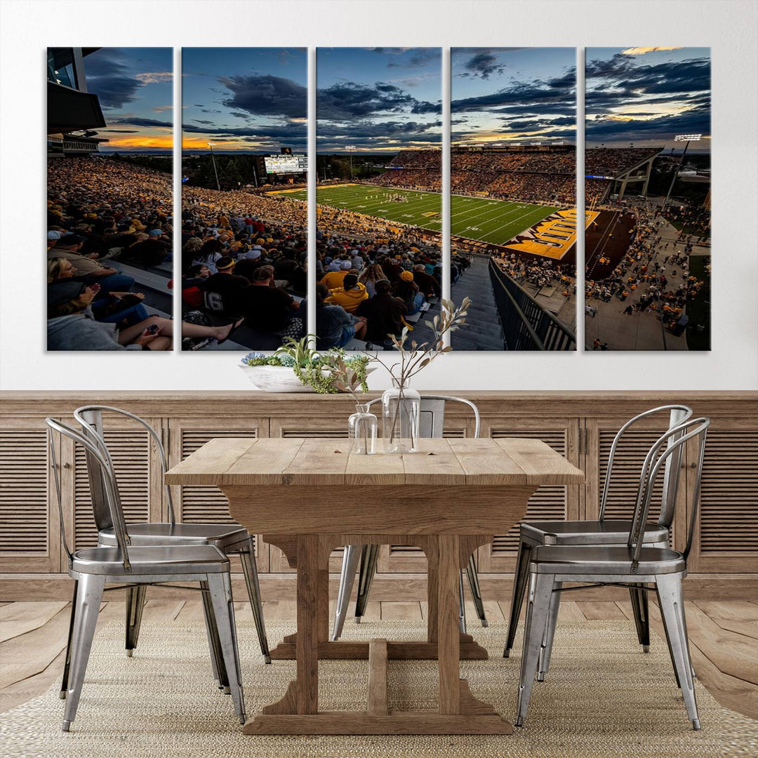 Cowboy Football War Memorial Stadium Wall Art | Ready to Hang Canvas Print of College Football Stadium at Sunset | Perfect for Sports Fans and Football Enthusiasts