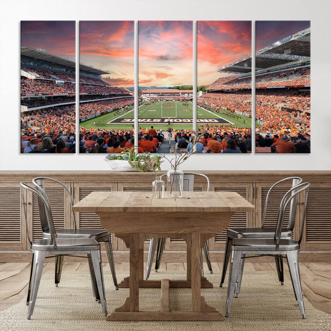 Oregon State Beavers Football Team Print - Corvallis Reser Stadium Wall Art Canvas Print