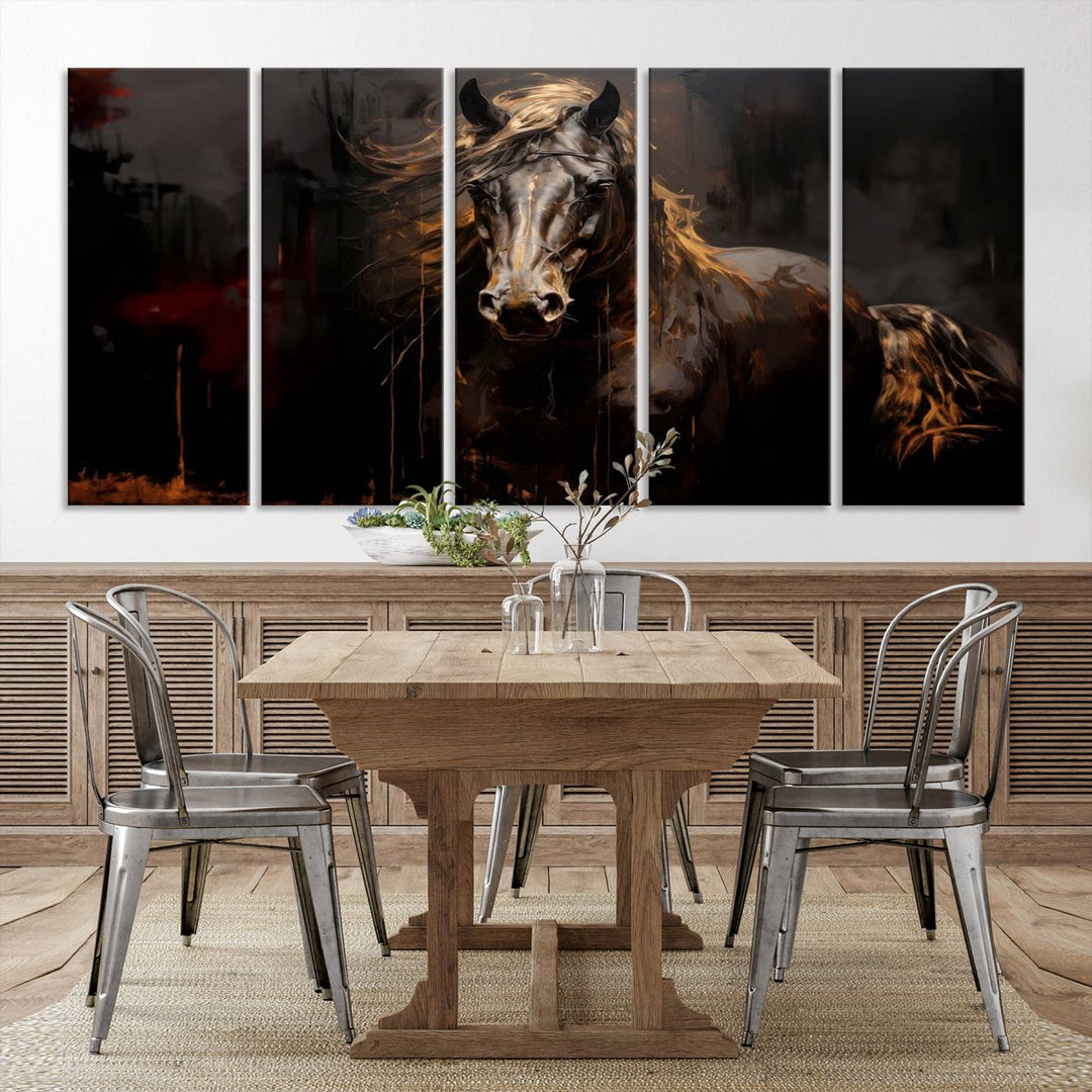 Abstract Black Horse Canvas Print | Abstract Equine Wall Art | Western Decor Print | Horse Lover Gift | Farmhouse & Cabin Wall Art