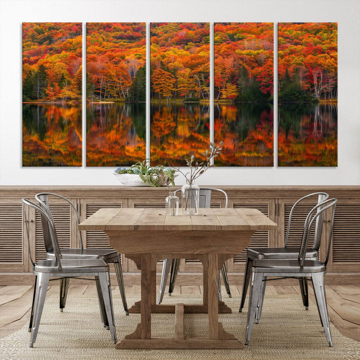 Autumn Reflection Canvas Print, Stunning Fall Foliage Wall Art, Serene Lake Landscape, Perfect Seasonal Decor Print