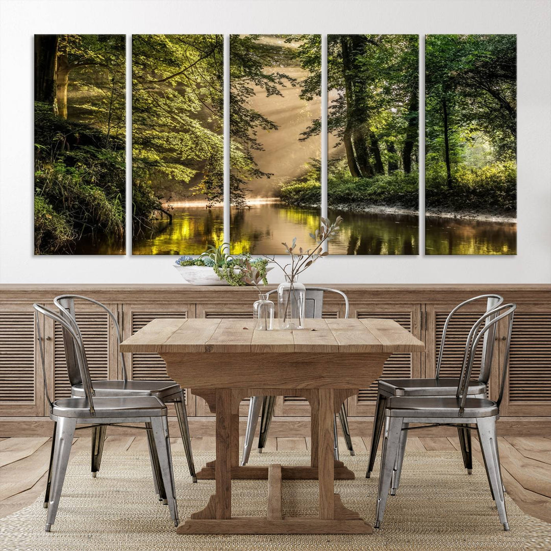 Forest River Landscape Wall Art | Ready to Hang Canvas Print | Perfect for Farmhouse Wall Decor, Cabin Wall Art, Nature-Inspired Home Décor