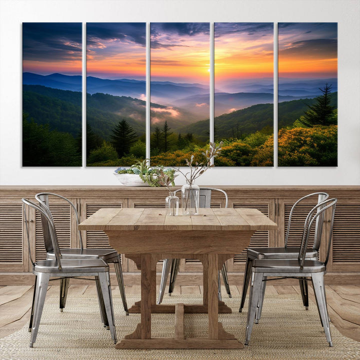 Majestic Mountain Sunrise Landscape Wall Art | Canvas Print Ready to Hang | Perfect for Farmhouse Wall Decor, Cabin Wall Art, Nature Lover’s Retreat