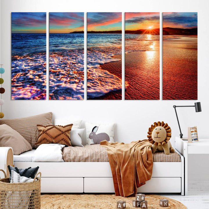 Hawaii Beach and Sunset Wall Art Canvas Print