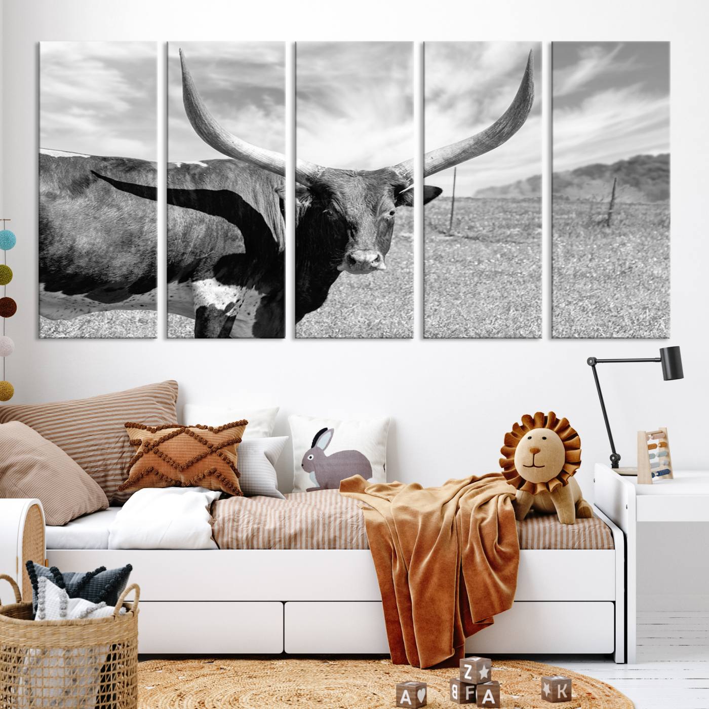 30017-MGV-CV-36X24-Cattle Wall Art Longhorn Cow Canvas Print