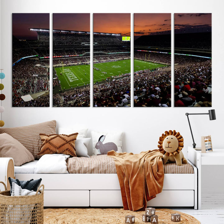 Texas A&M University Aggies Football Team Print - College Station Kyle Field Stadium Wall Art Canvas Print