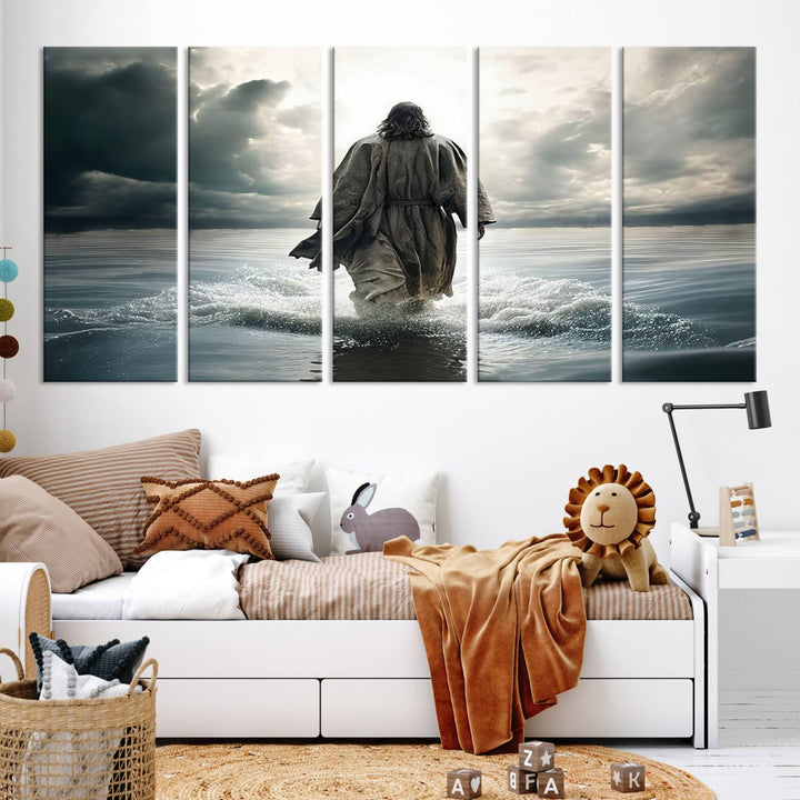 Jesus Walking on Water Wall Art | Canvas Print | Ready to Hang | Christian Home Decor | Spiritual Faith Wall Art | Inspirational Religious Wall Decor