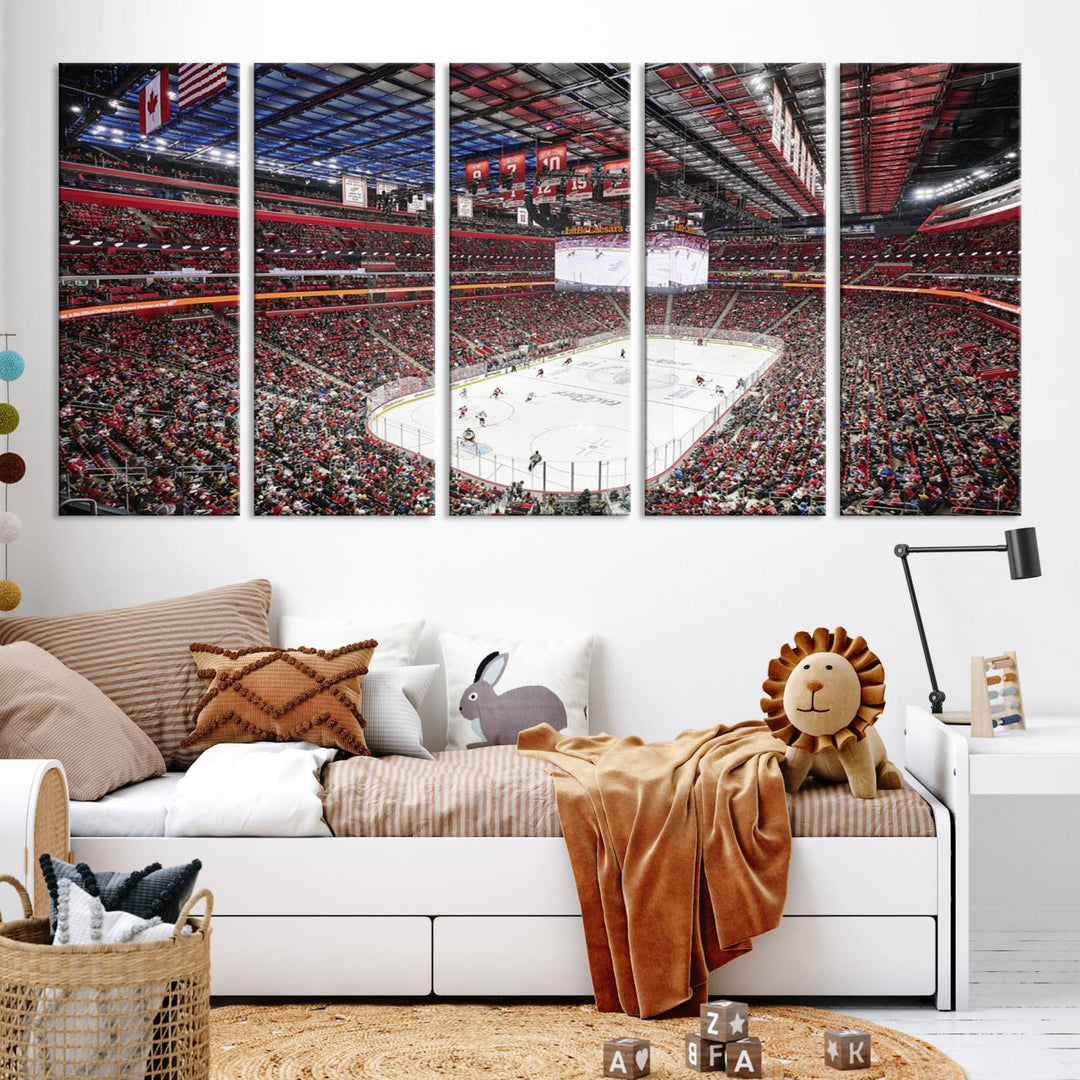 Barton Malow Little Caesars Arena Detroit Wall Art Canvas Print - Detroit Hockey and Basketball Stadium Print