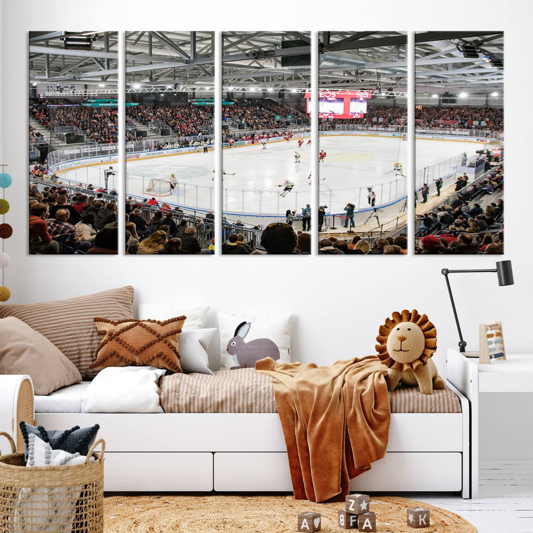 Lausanne Arena Ice Hockey Stadium Wall Art Canvas Print