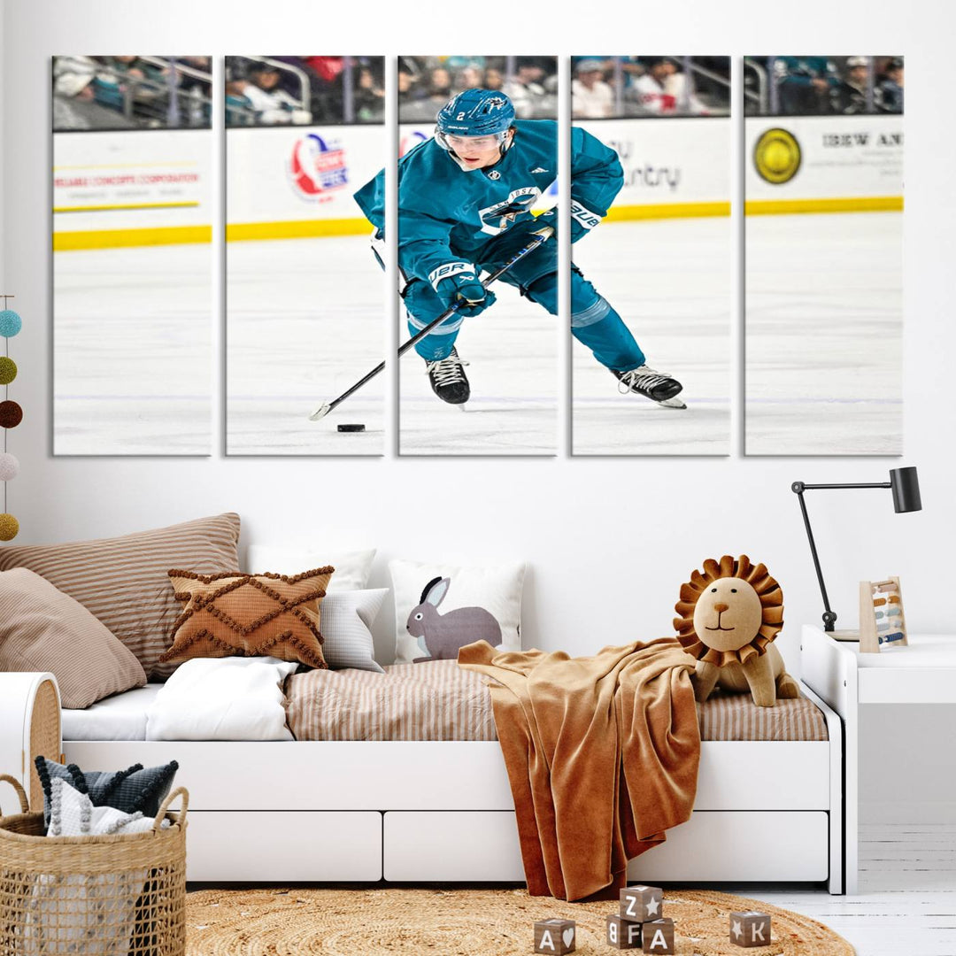 San Jose SharksIce Hockey Player Wall Art Canvas Print