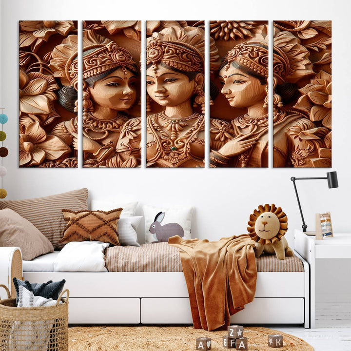 Indian Woman Statue Wall Art Canvas Print