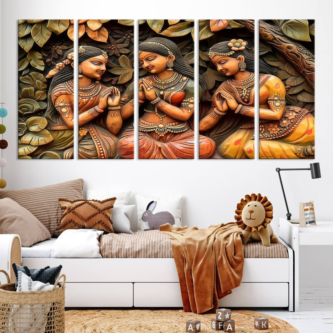 Indian Woman Statue Wall Art Canvas Print