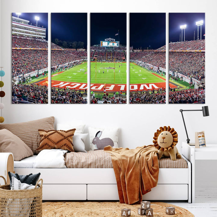 NC State Wolfpack Football Team Print - Raleigh Carter-Finley Stadium Wall Art Canvas Print