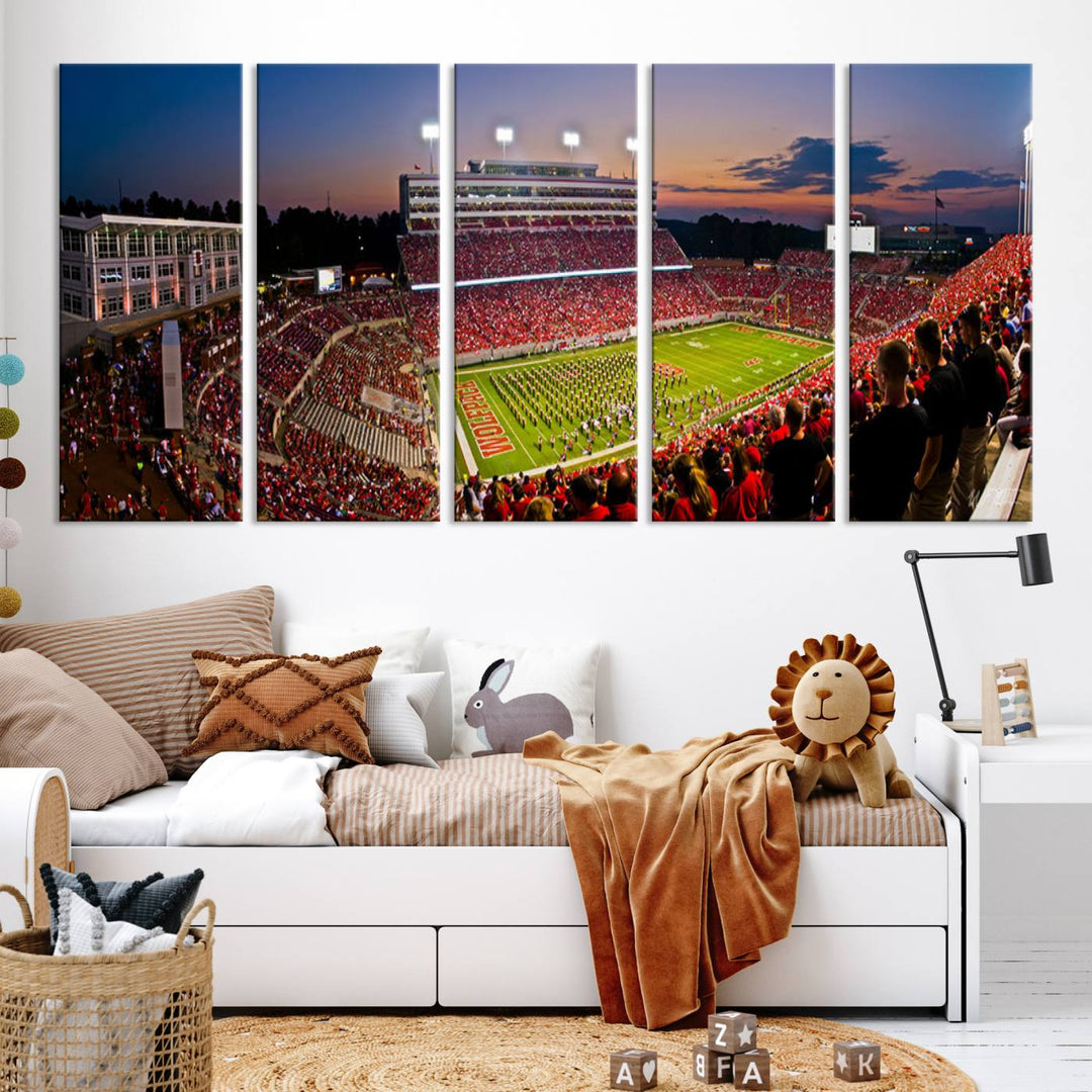 NC State Wolfpack Football Team Print - Raleigh Carter-Finley Stadium Wall Art Canvas Print