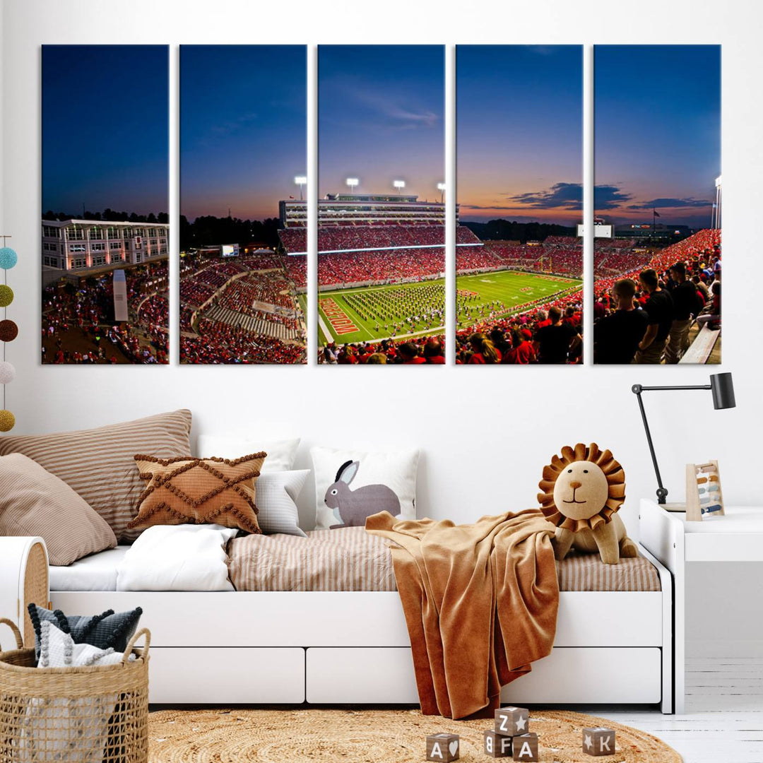 NC State Wolfpack Football Team Print - Raleigh Carter-Finley Stadium Wall Art Canvas Print