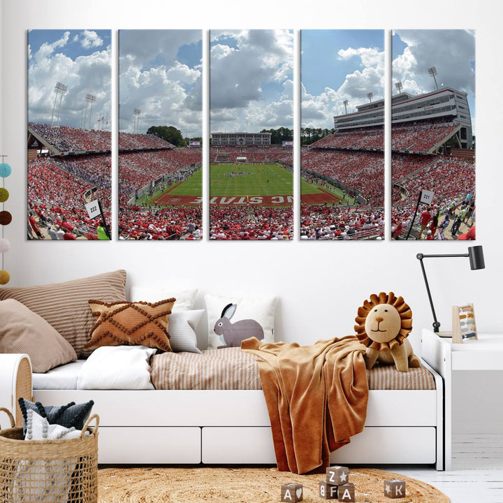 NC State Wolfpack Football Team Print - Raleigh Carter-Finley Stadium Wall Art Canvas Print