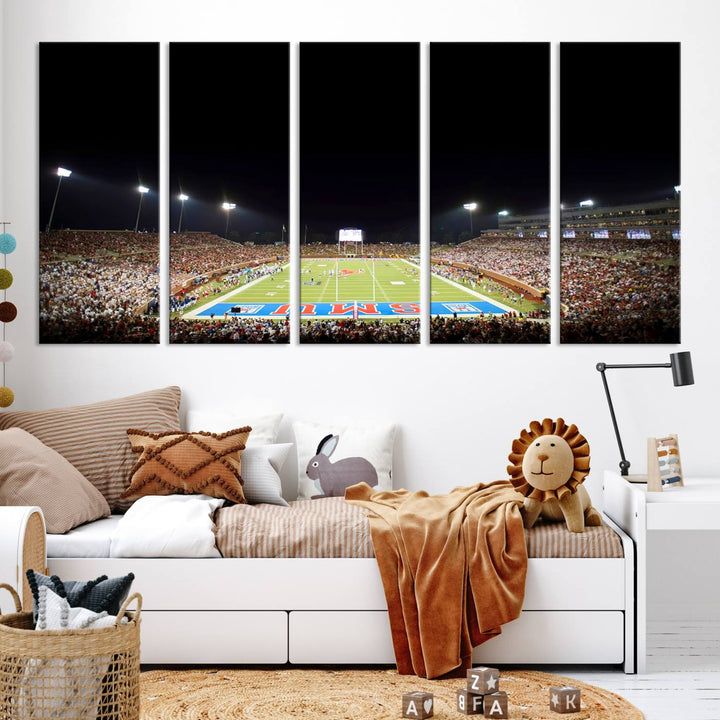 SMU Mustangs Football Team Print - Dallas Gerald J. Ford Stadium Wall Art Canvas Print