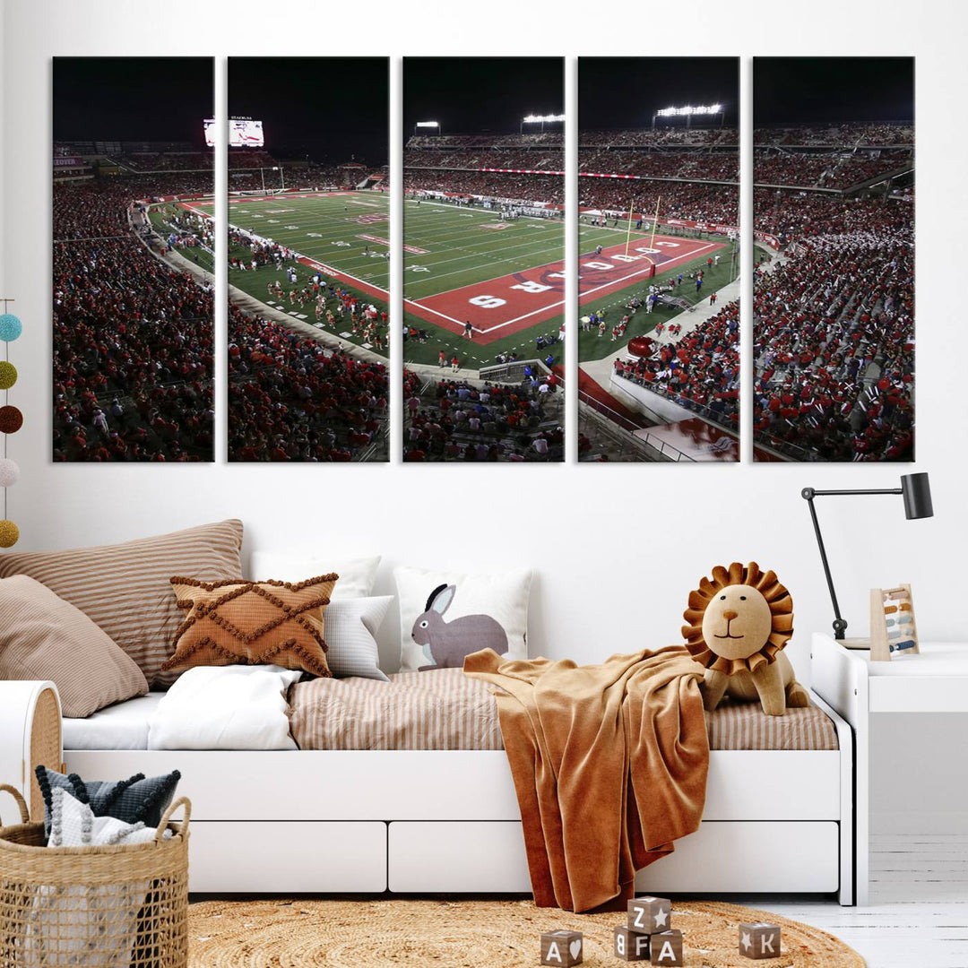 Houston Cougars Football Team Print - Houston TDECU Stadium Wall Art Canvas Print