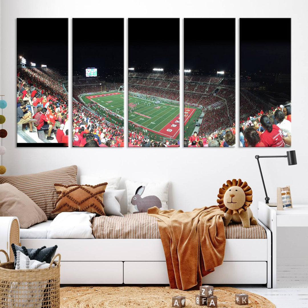 Houston Cougars Football Team Print - Houston TDECU Stadium Wall Art Canvas Print