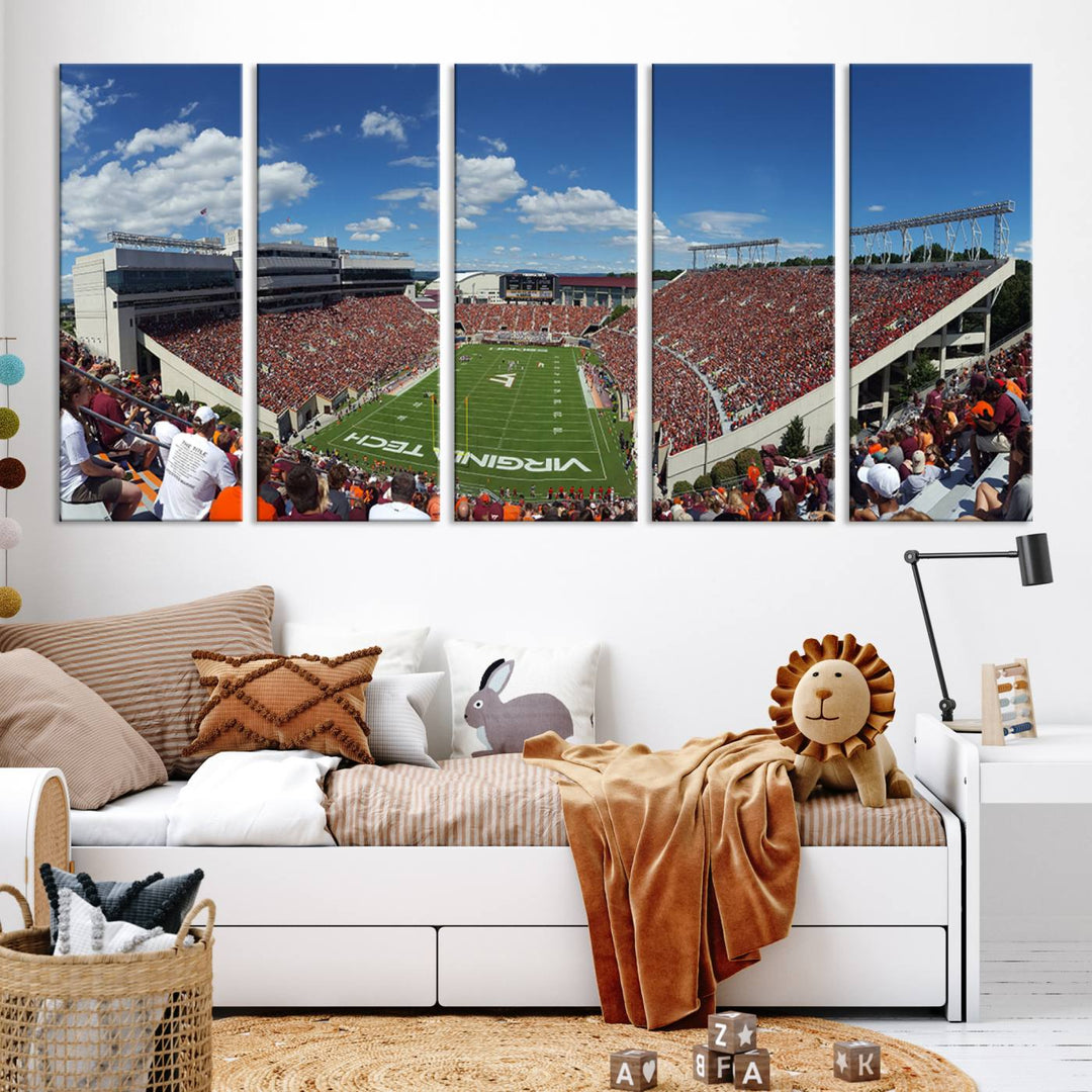 Virginia Tech Hokies Football Team Print - Blacksburg Lane Stadium Wall Art Canvas Print