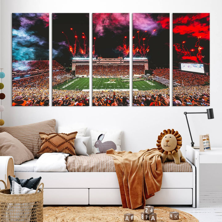 Virginia Tech Hokies Football Team Print - Blacksburg Lane Stadium Wall Art Canvas Print