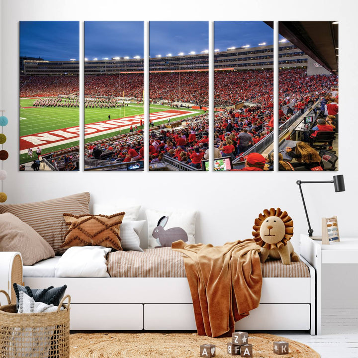 Wisconsin Badgers Football Team Print - Madison Camp Randall Stadium Wall Art Canvas Print