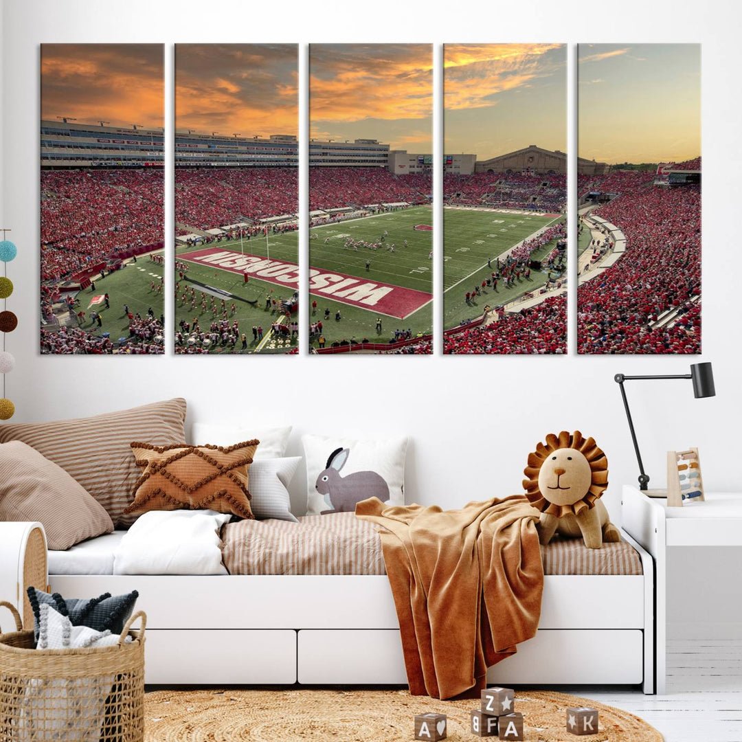 Wisconsin Badgers Football Team Print - Madison Camp Randall Stadium Wall Art Canvas Print